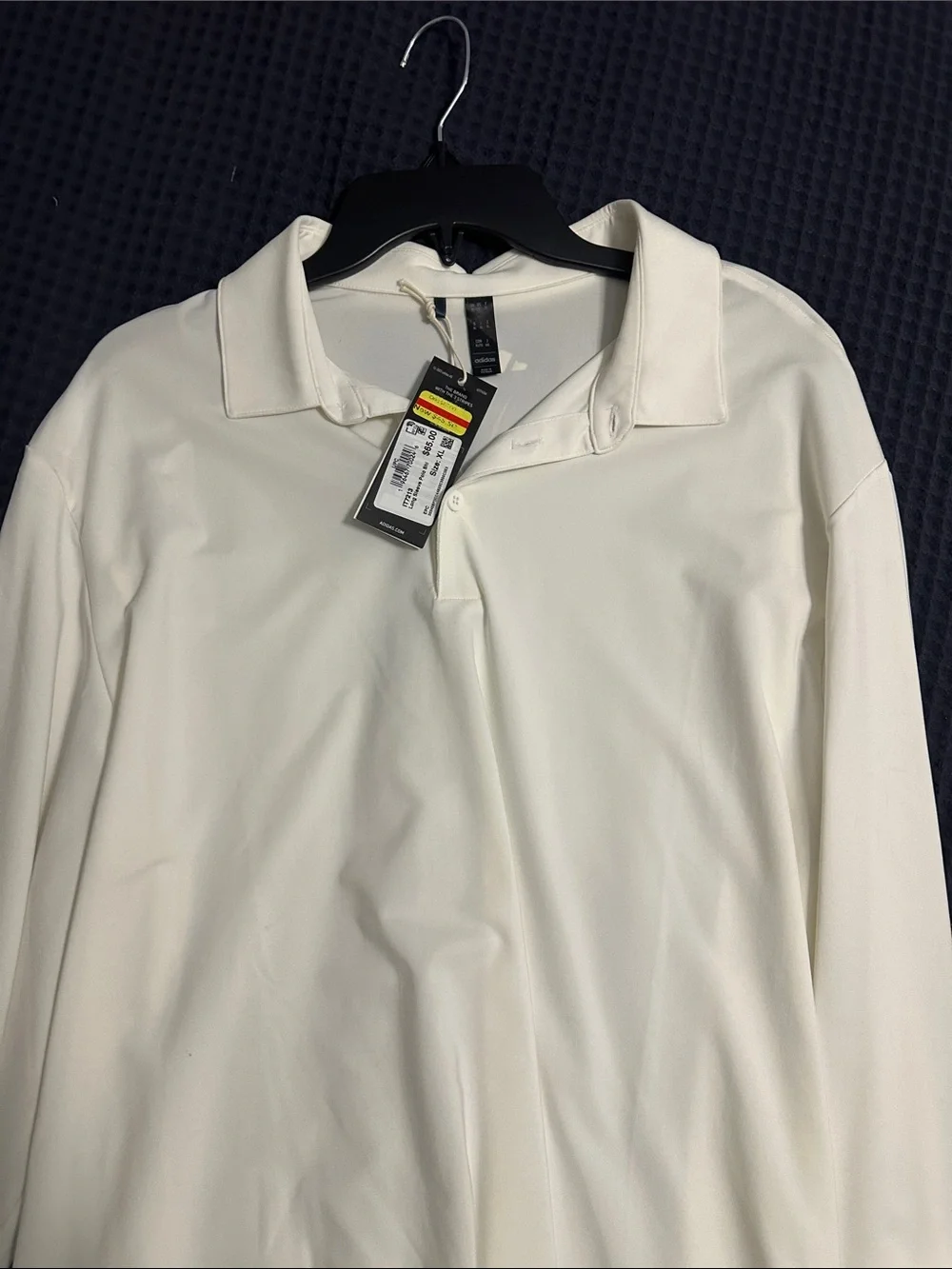 Men's Cream Long-Sleeve Polo Shirt - Adidas